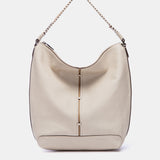 Bolso de hombro en piel beige