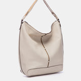 Bolso de hombro en piel beige