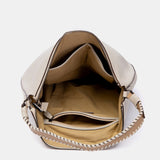 Bolso de hombro en piel beige