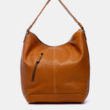 Bolso de hombro en piel cognac