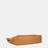 Bolso de hombro en piel y serraje cognac