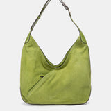 Green leather and suede shoulder bag