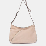 Bandolera en piel y serraje beige