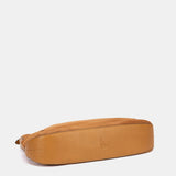 Bandolera en piel y serraje cognac