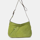 Green leather and suede crossbody bag