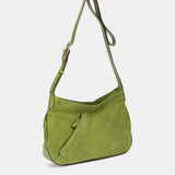 Green leather and suede crossbody bag