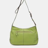 Green leather and suede crossbody bag
