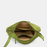 Green leather and suede crossbody bag