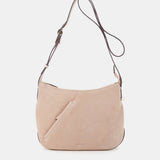 Bandolera en piel y serraje beige