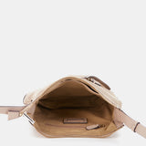 Bandolera en piel y serraje beige