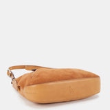 Bandolera en piel y serraje cognac