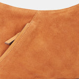 Bandolera en piel y serraje cognac