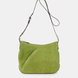 Bandolera en piel y serraje verde