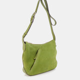 Bandolera en piel y serraje verde