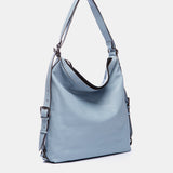 Bolso multifuncional en piel azul claro