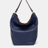 Blue leather shoulder bag