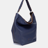 Blue leather shoulder bag
