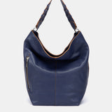 Blue leather shoulder bag
