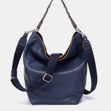 Blue leather shoulder bag