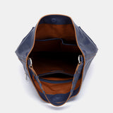 Blue leather shoulder bag