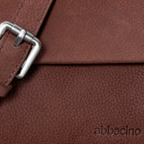 Brown leather crossbody bag.