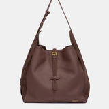 Bolso de hombro en piel y serraje marrón