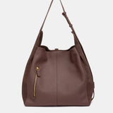 Bolso de hombro en piel y serraje marrón
