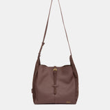 Bolso de hombro en piel y serraje marrón