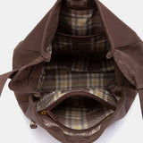 Bolso de hombro en piel y serraje marrón