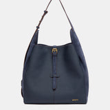 Bolso de hombro en piel y serraje azul