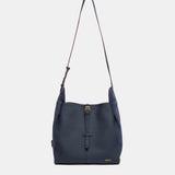 Bolso de hombro en piel y serraje azul