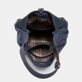 Bolso de hombro en piel y serraje azul