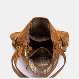 Bolso multifuncional en serraje cognac
