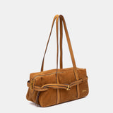Bolso de hombro en serraje cognac