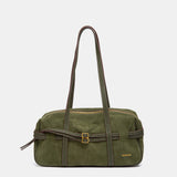 Grüne Schultertasche aus Veloursleder.