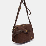 Brown suede shoulder bag.