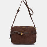 Brown suede shoulder bag.