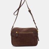 Brown suede shoulder bag.