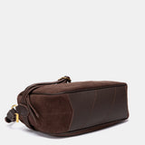 Brown suede shoulder bag.