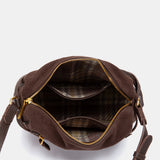 Brown suede shoulder bag.