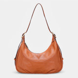 Bolso de hombro en piel cognac