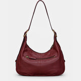 Bolso de hombro en piel burdeos