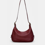 Bolso de hombro en piel burdeos