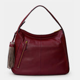 Bolso de hombro en piel troquelada burdeos