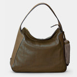 Bolso de hombro en piel troquelada verde