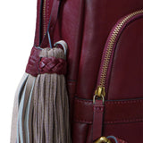 Mochila en piel troquelada burdeos