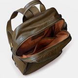 Mochila en piel troquelada verde