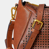 Bolso de mano en piel troquelada cognac