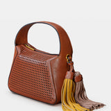 Bolso de mano en piel troquelada cognac