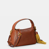Bolso de mano en piel troquelada cognac